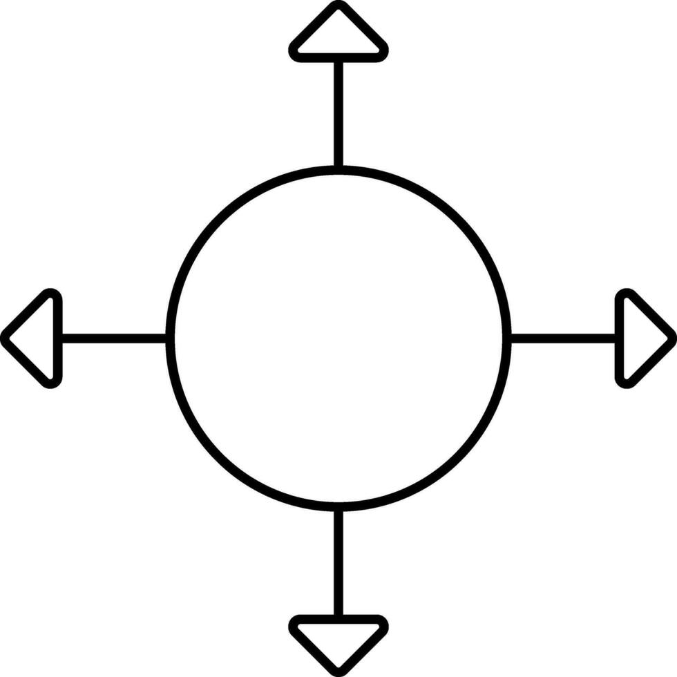 cuatro dirección circular gráfico icono en lineal estilo. vector