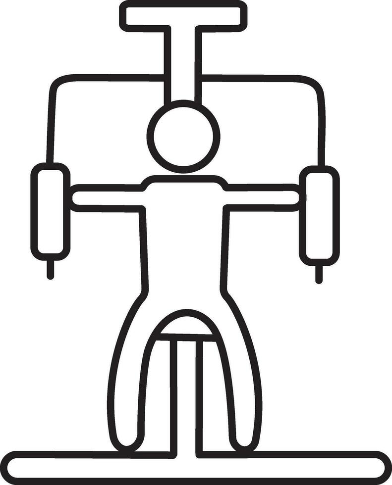 Man doing exercise on butterfly machine. vector