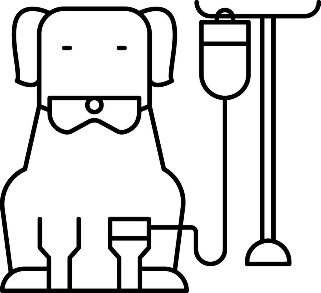 Dog Intravenous Therapy Icon in Black Line Art. vector