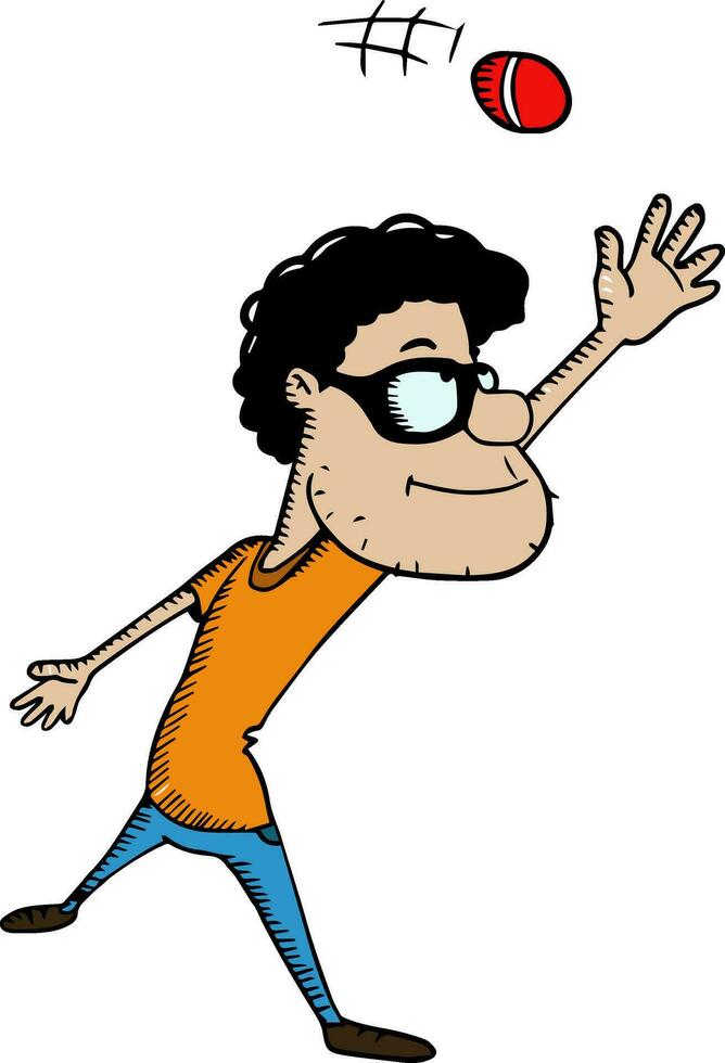 Cartoon character of a man catching ball. vector