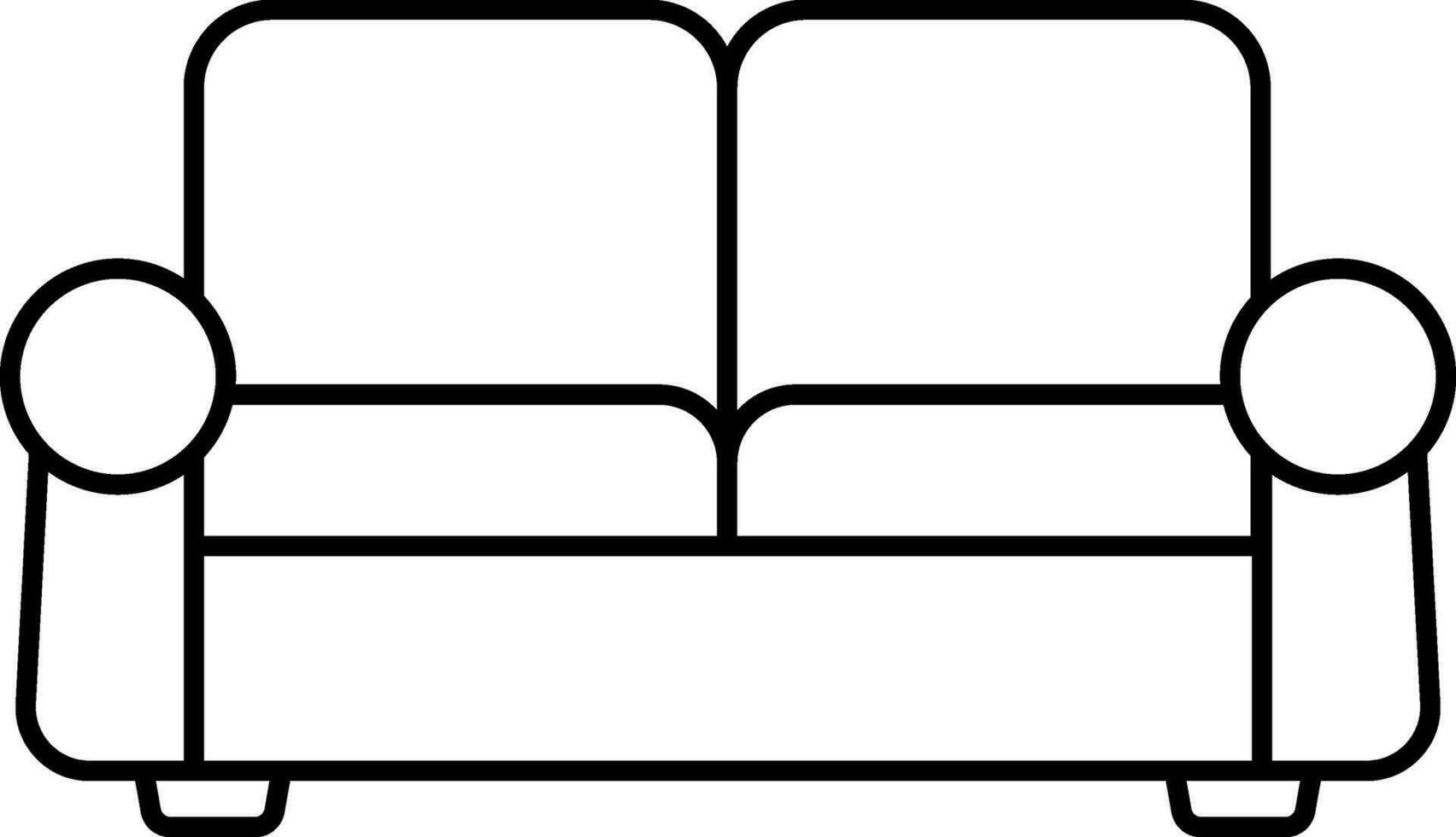 sofá o sofá icono en negro línea Arte. vector