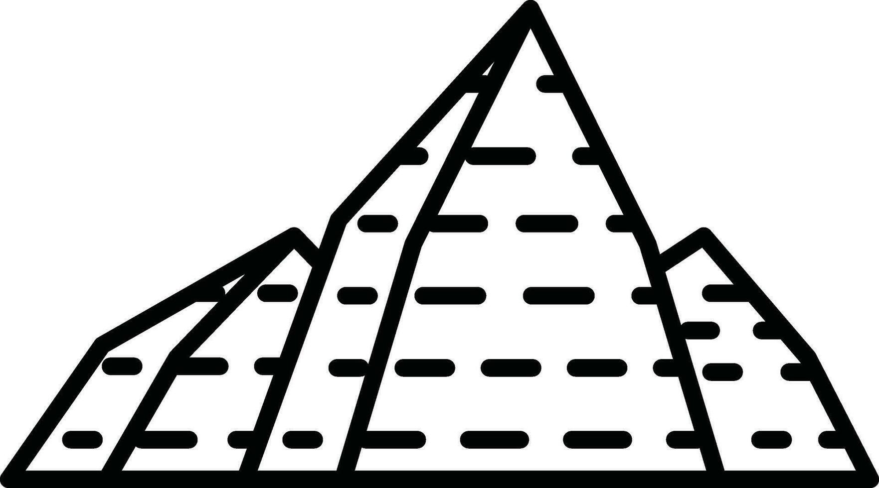 Pyramid icon in thin line art. vector