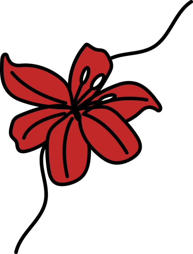 Lily Flower Shape Rakhi Wristband Icon In Red And Black Color. vector