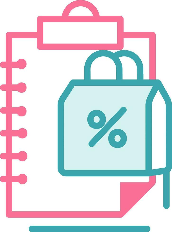 Red And Teal Discount Shopping List Icon Or Symbol. vector