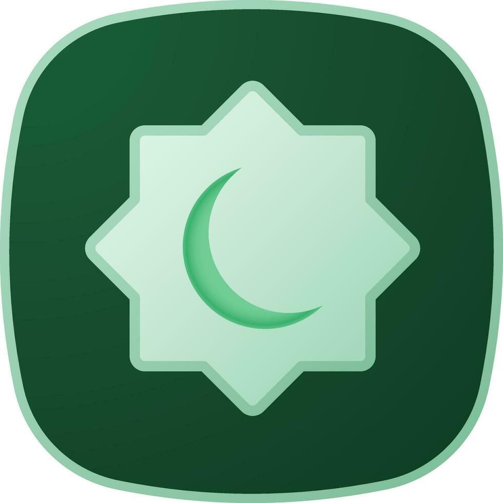 Rub El Hizb Icon On Green Background. vector