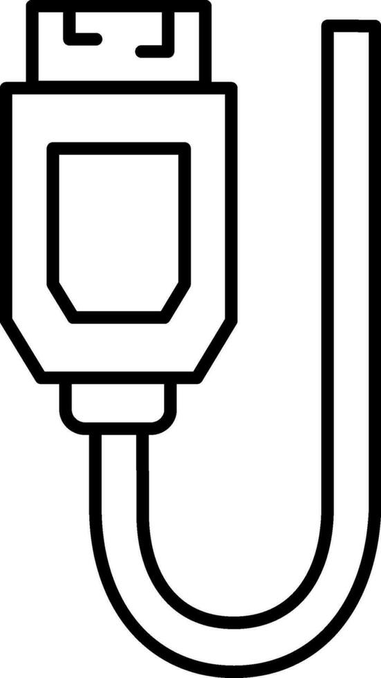 Line art illustration of USB cable icon. vector