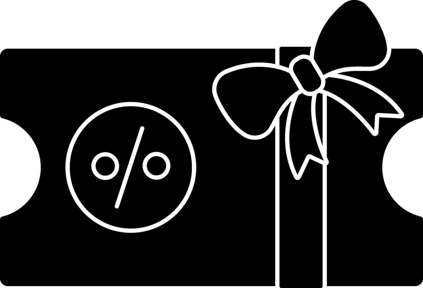 Gifting Discount Voucher Icon In black and white Color. vector