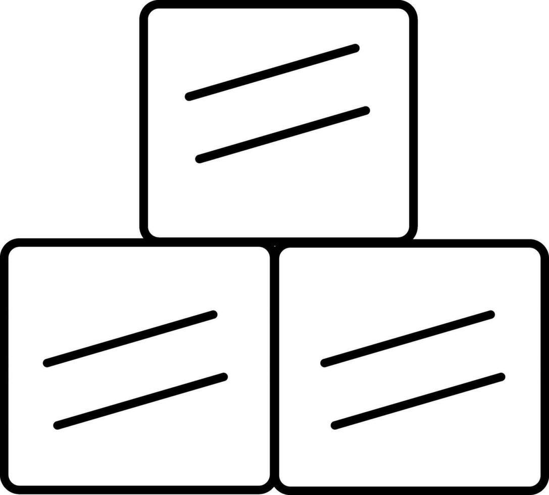 Blocks Or Cube Icon In Black Outline. vector