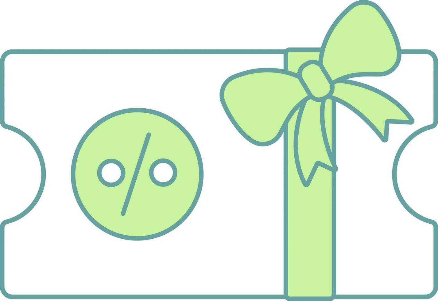 Gifting Discount Voucher Icon In Green And White Color. vector
