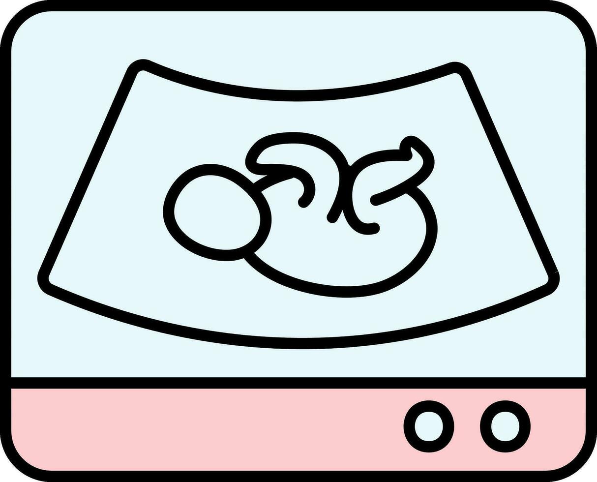 Baby Ultrasound Icon In Blue And Pink Color. vector