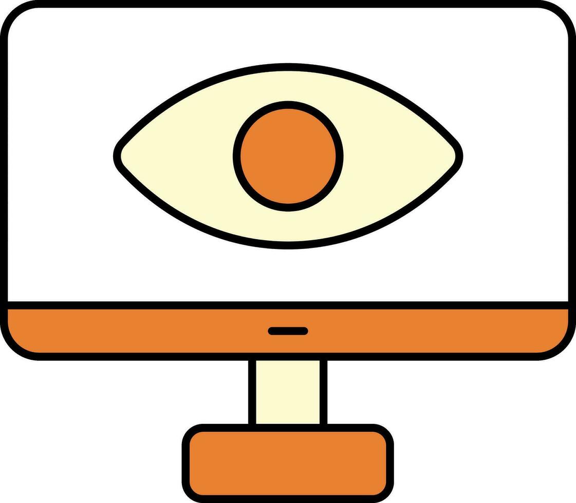 Eye in Desktop Orange And White Icon. vector