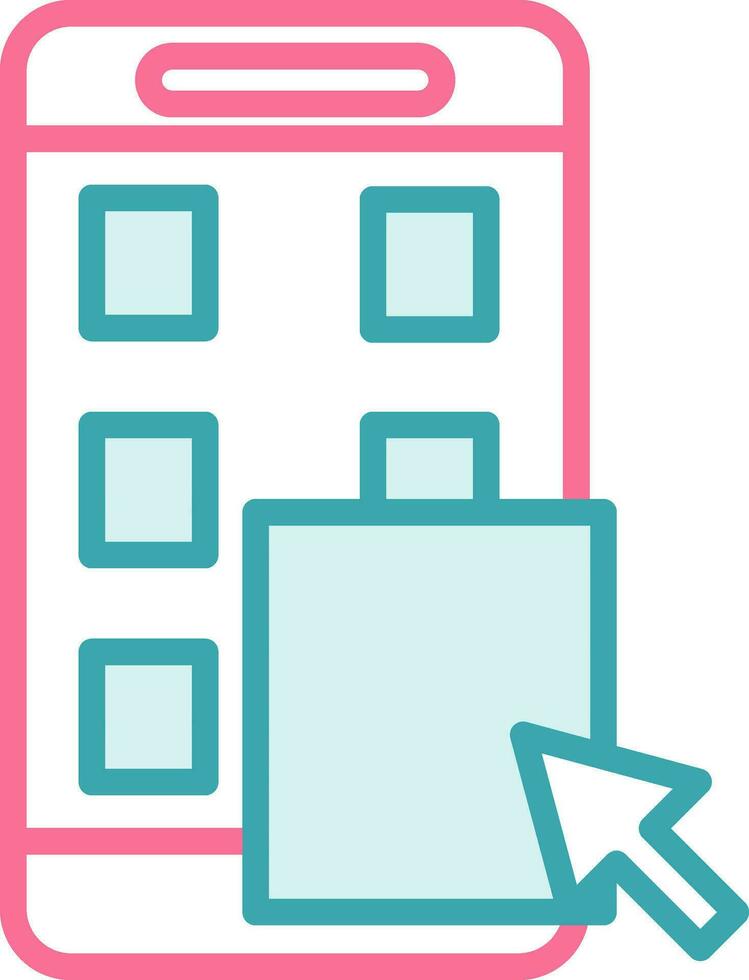 Select Option In Laptop Screen Teal And Red Icon. vector