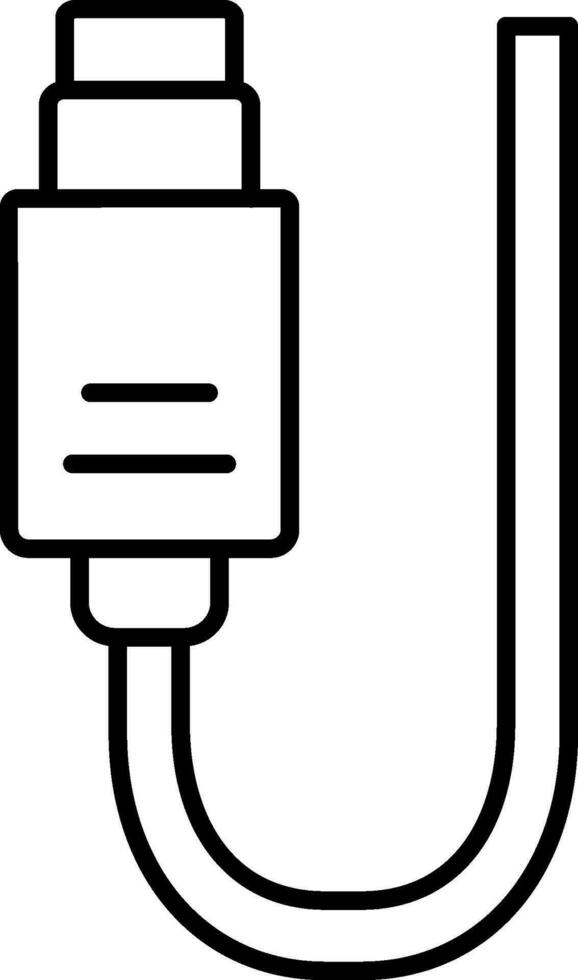 Flat style USB cable icon in line art. vector