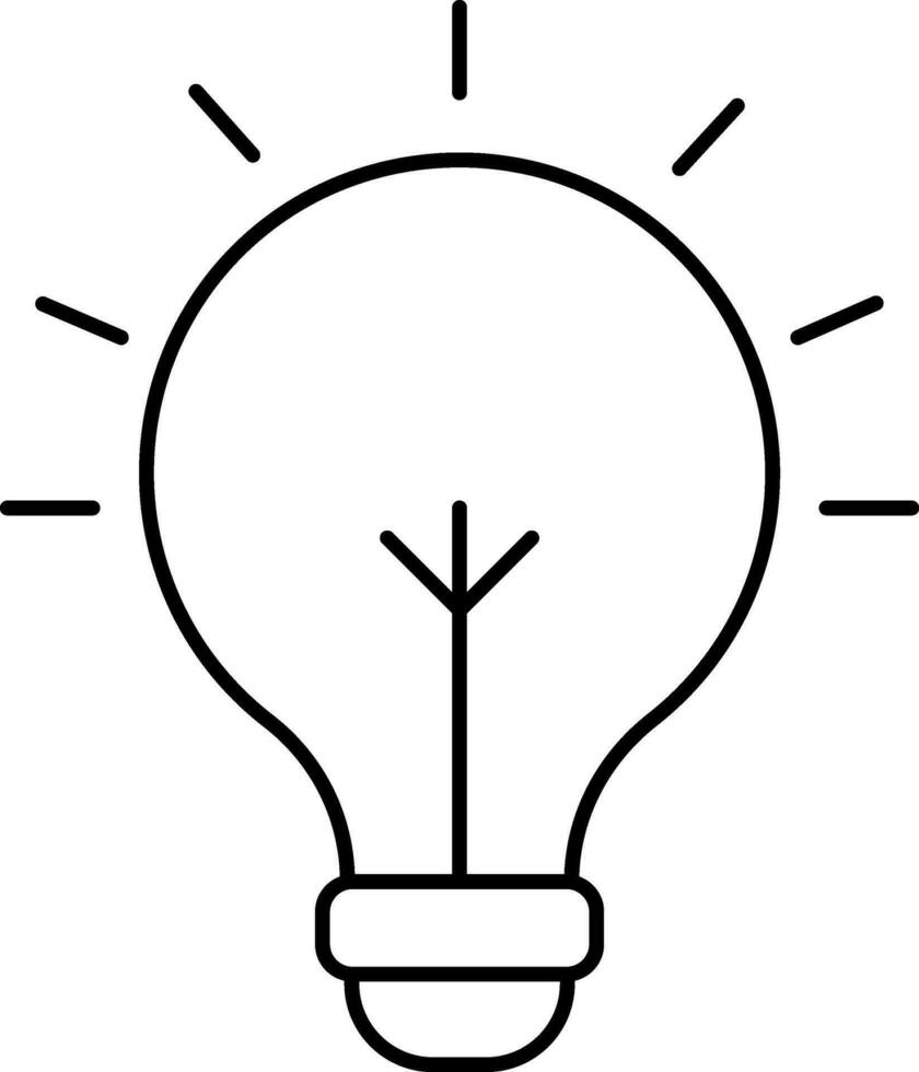 Light Bulb Icon in Black Line Art. vector