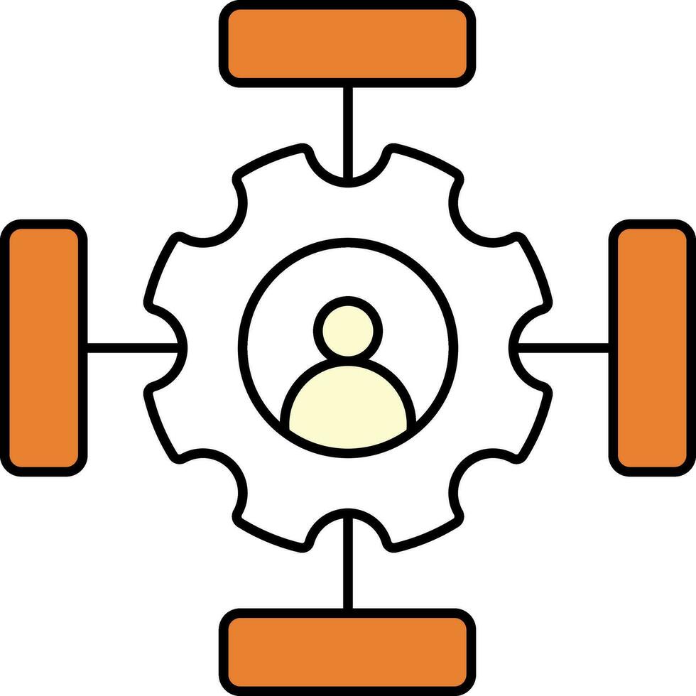 User or Account Setting Icon In White And Orange Color. vector