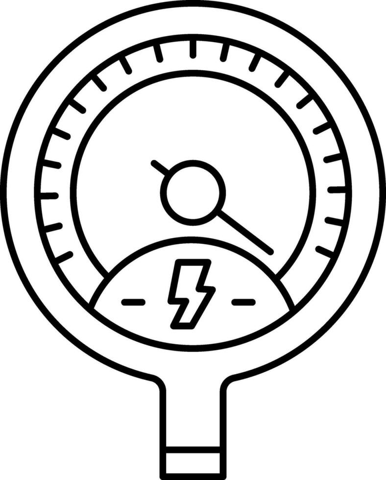 Black Line Art Illustration of Gauge Meter Icon. vector