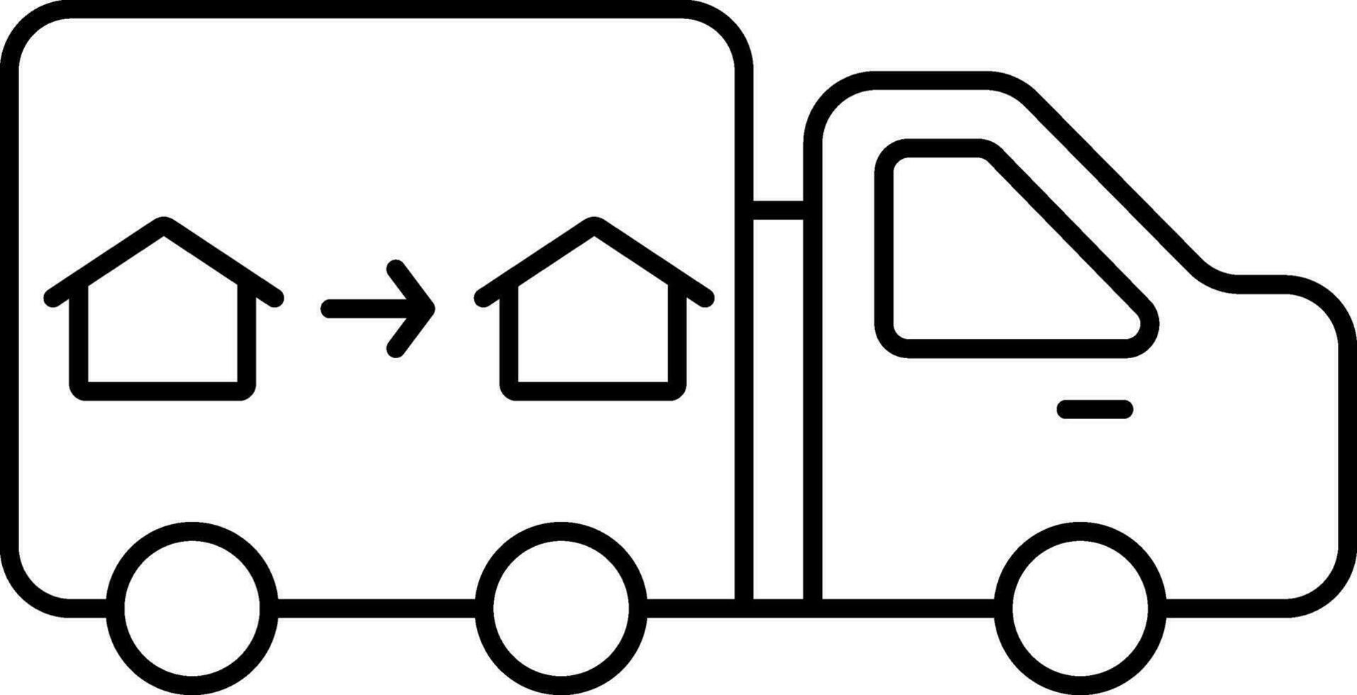 Home Delivery Truck Icon In Black Line Art. vector