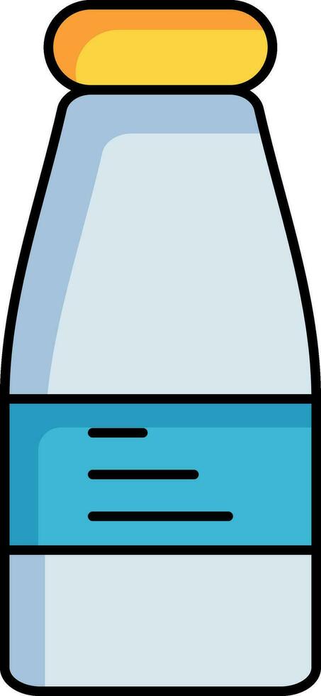 Milk bottle icon in blue and yellow color. vector