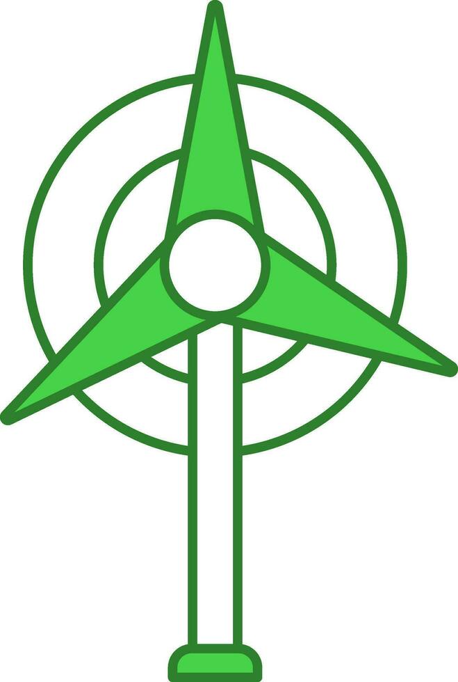 Green And White Windmill Icon. vector