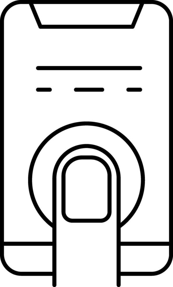 Finger touch smartphone fingerprint sensor button icon in thin line art. vector