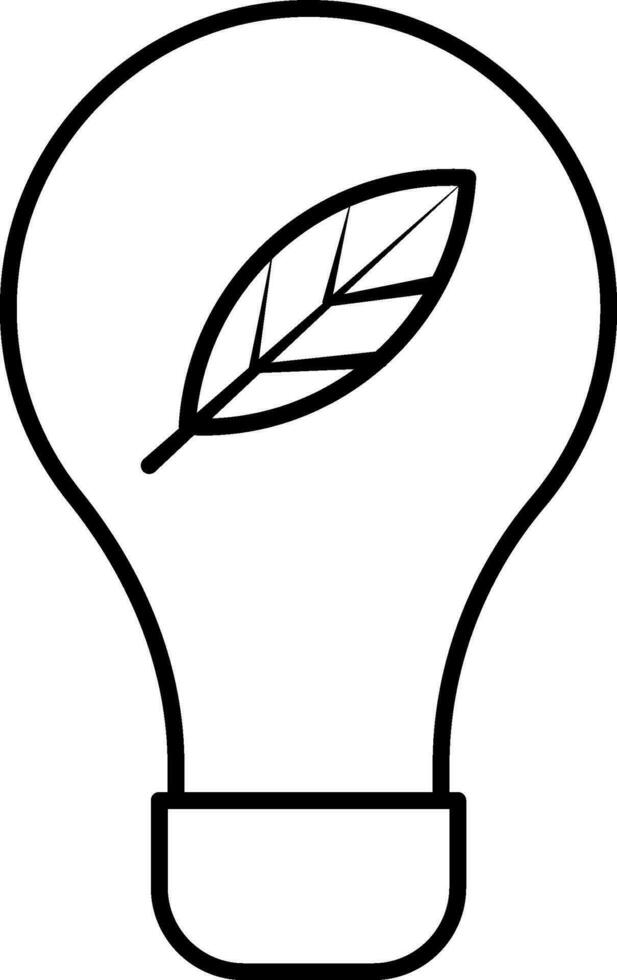 Eco idea or LED light bulb icon in black line art. vector