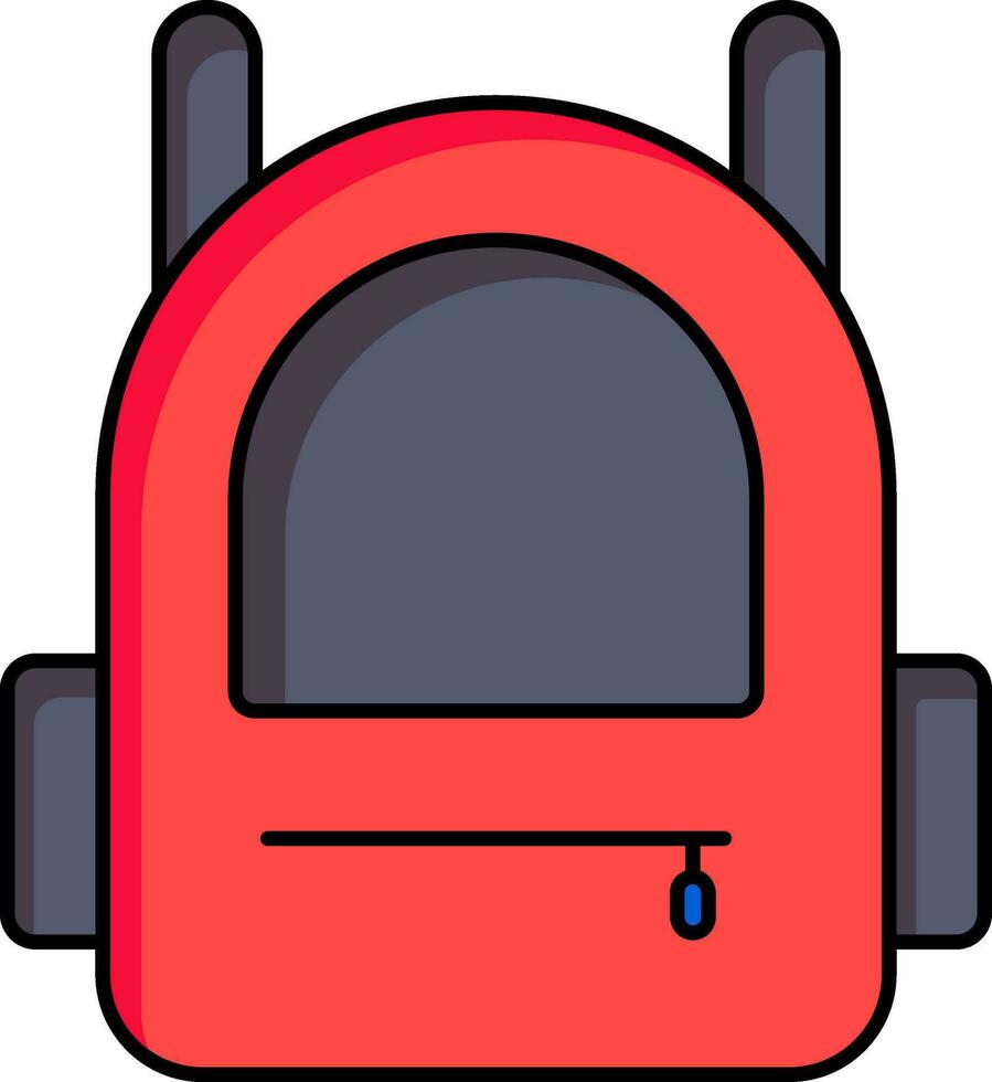 Backpack icon in red and gray color. vector