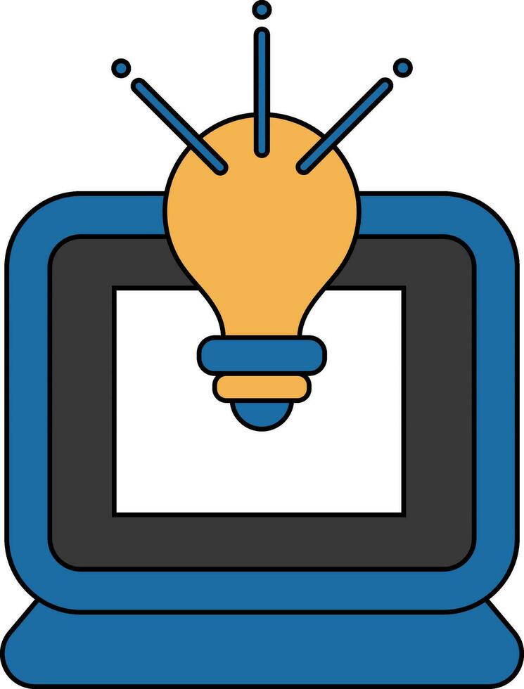 Flat style Light bulb in laptop screen icon. vector