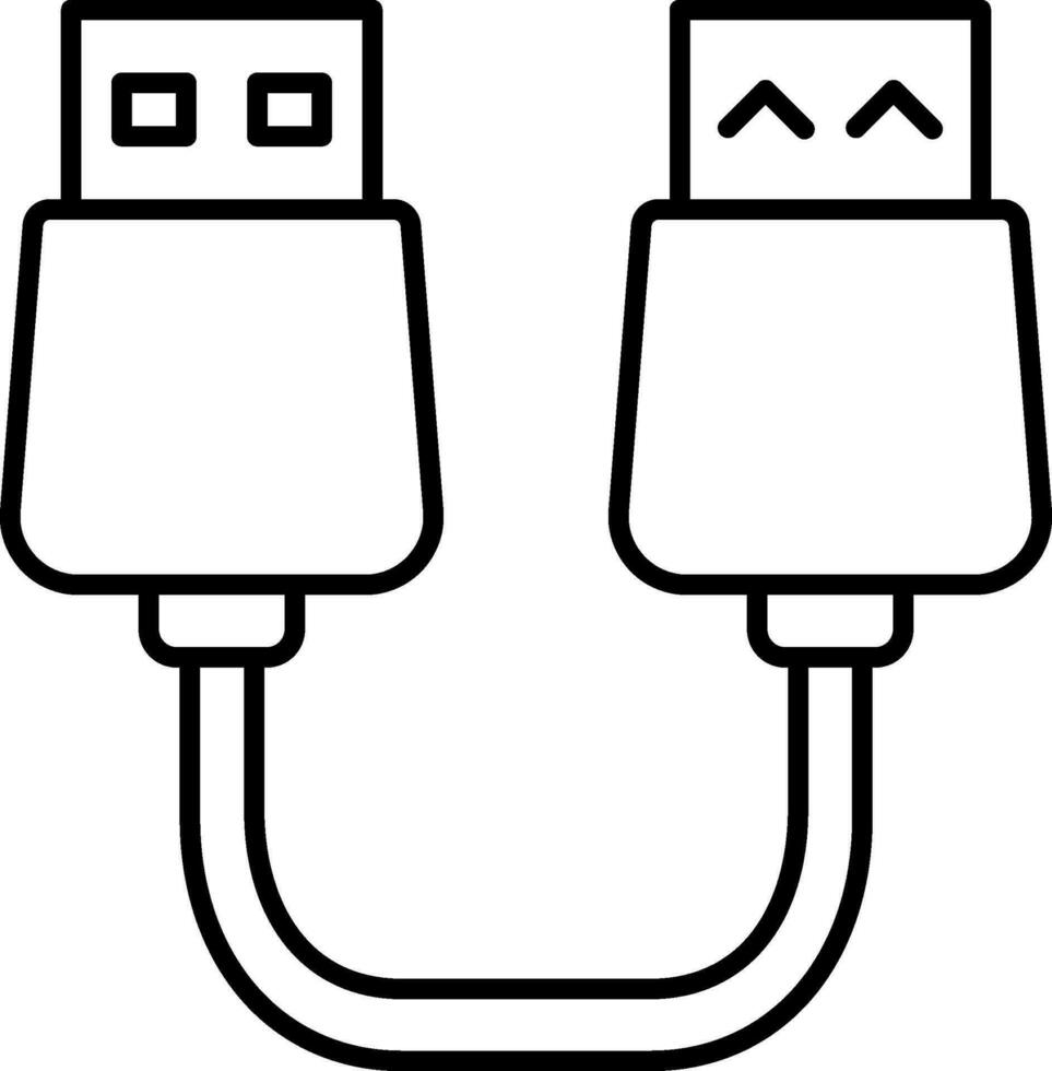 línea Arte dos lado USB cable icono en plano estilo. vector