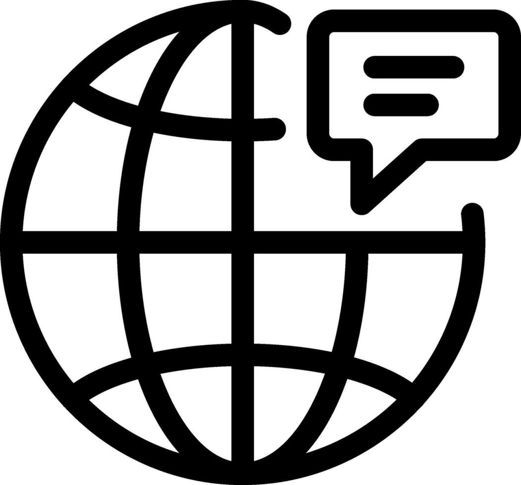 Global Message or Chat Icon in Black Thin Line Art. vector