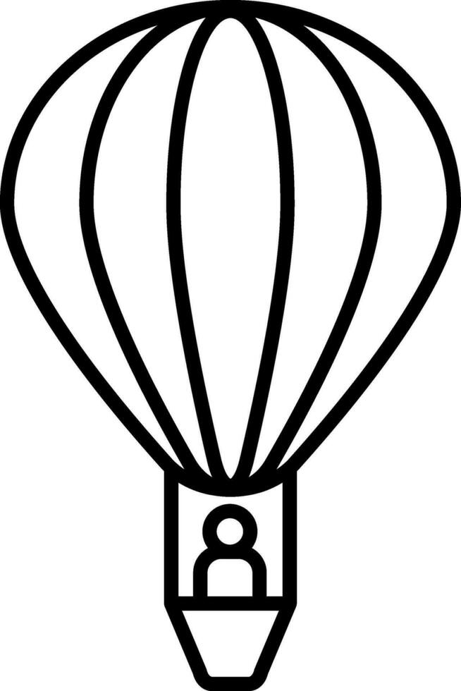 Line art illustration of Human riding in hot air balloon basket icon. vector