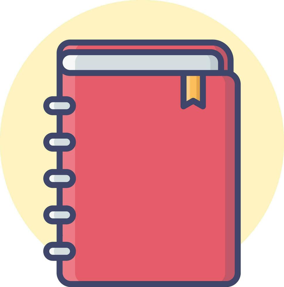 Red book icon on yellow round background. vector
