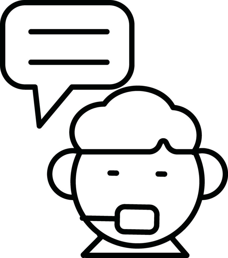 Line art Man call with microphone icon in flat style. vector