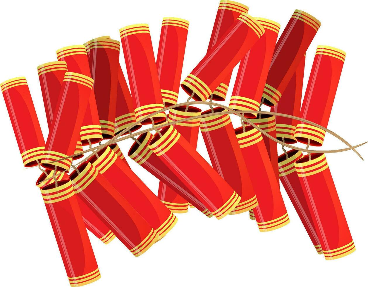 Realistic firecrackers garland in red color. vector