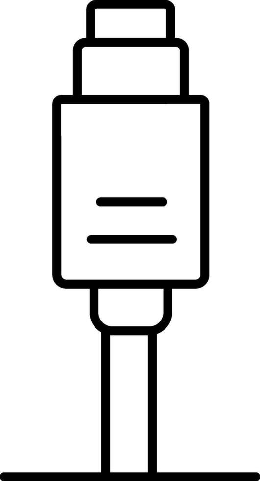 Line art illustration of USB cable icon. vector