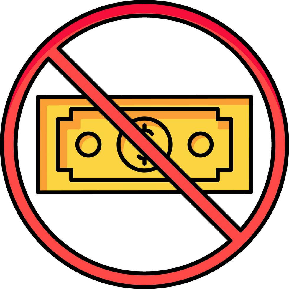 Stop money icon in red and yellow color. vector