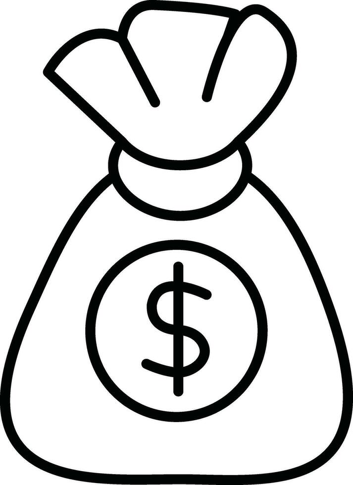 Money bag icon in line art. vector