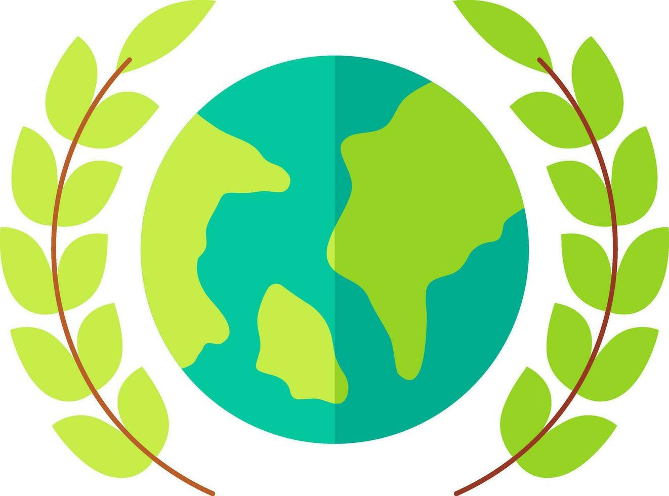 Laurel wreath with earth globe icon in green color. vector