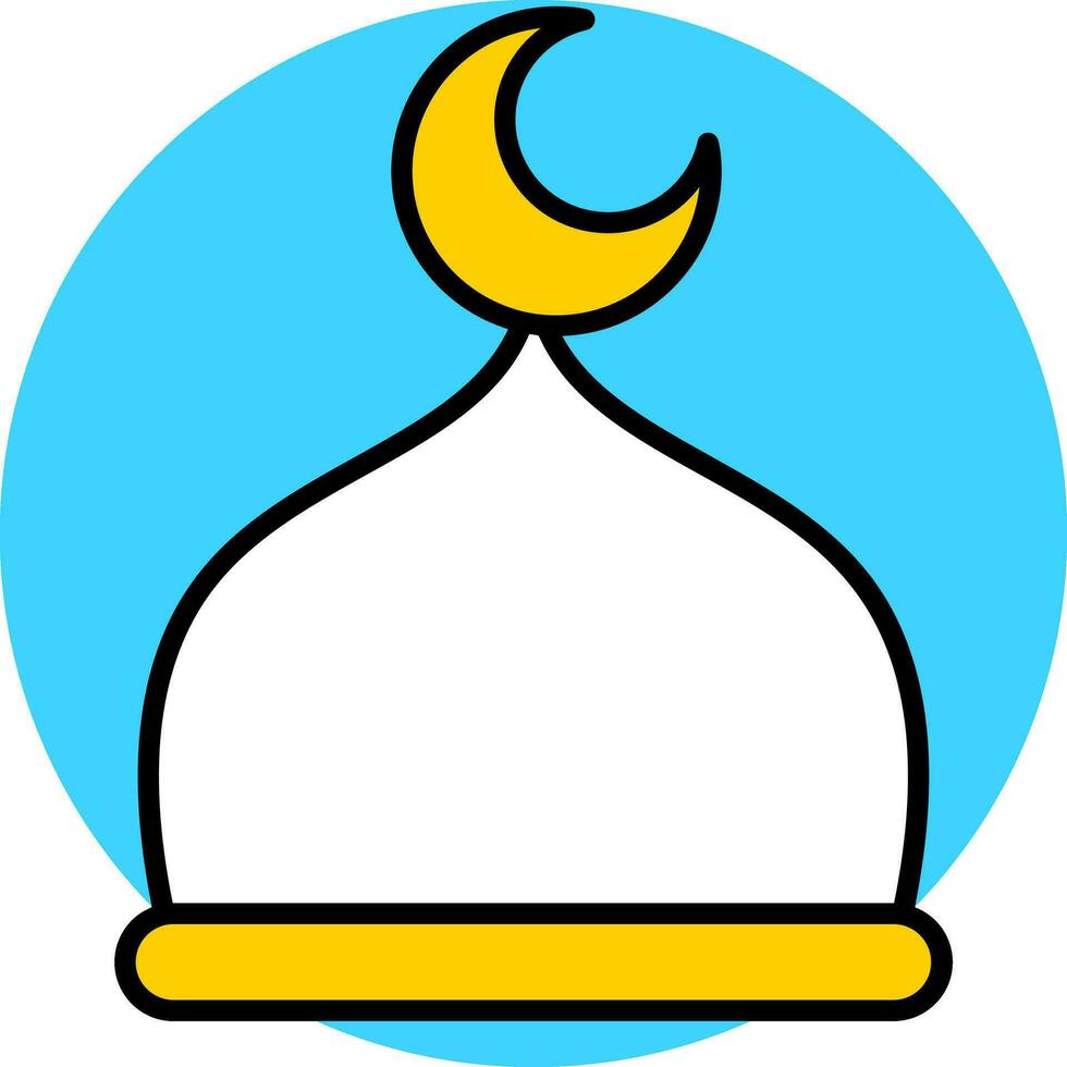 Flat Style Mosque icon in white and yellow color. vector