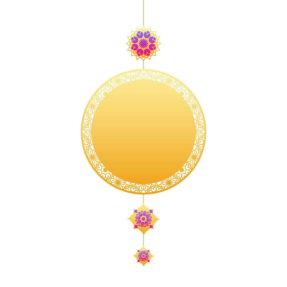 Glossy golden blank floral circle with stickers. vector