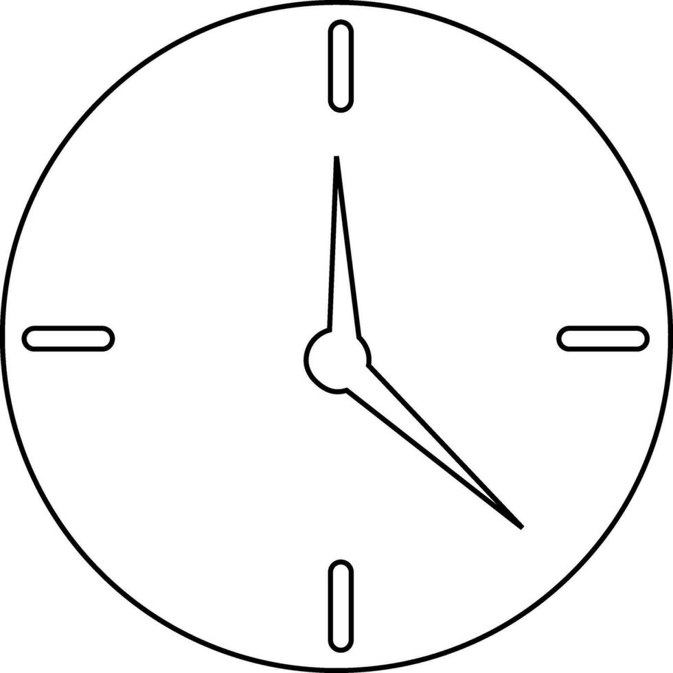 Illustration of a wall clock in black line art. vector