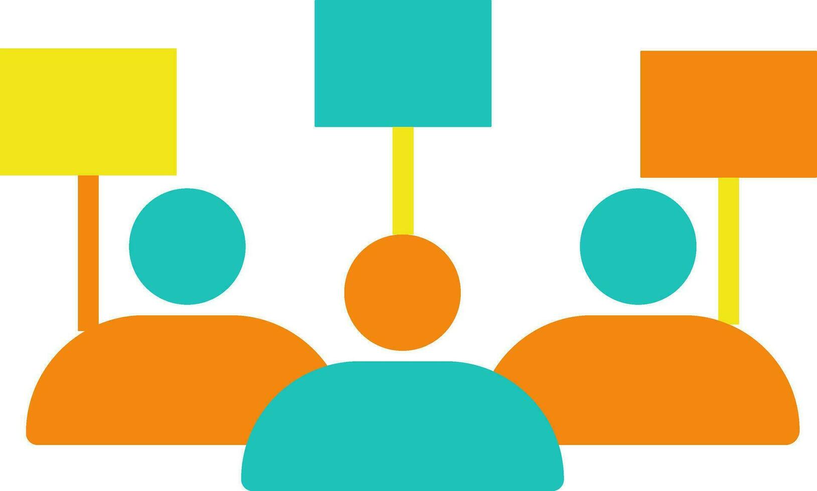 Character of green and orange man holding voting board. vector