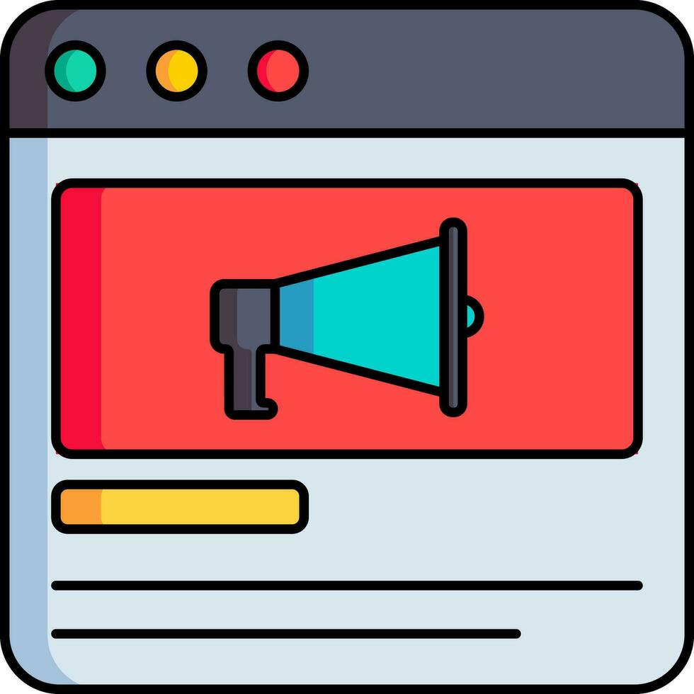 Online advertising or announcement megaphone icon in flat style. vector