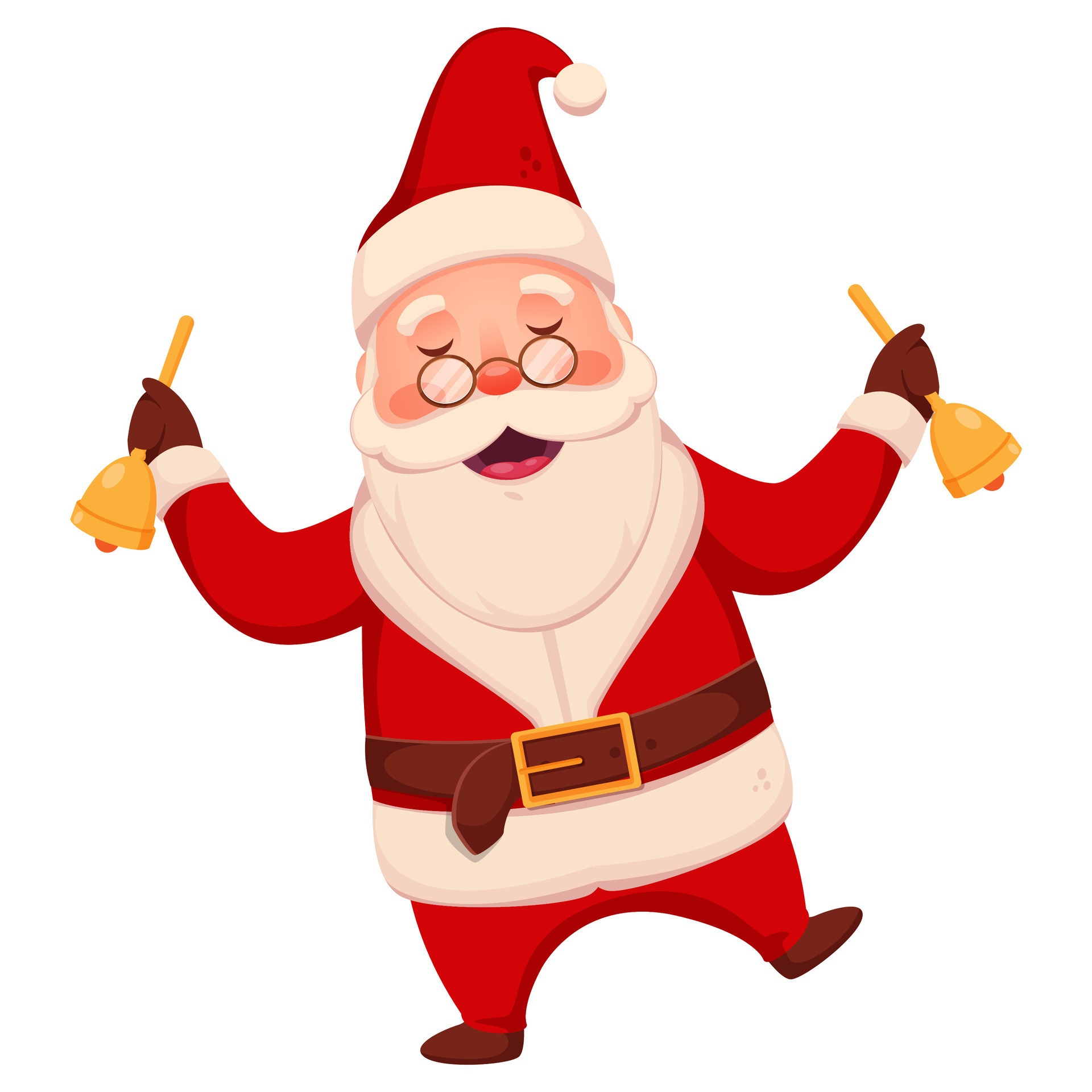 Cheerful Santa Claus Holding Jungle Bells in Dance Pose. 25047696 Vector  Art at Vecteezy