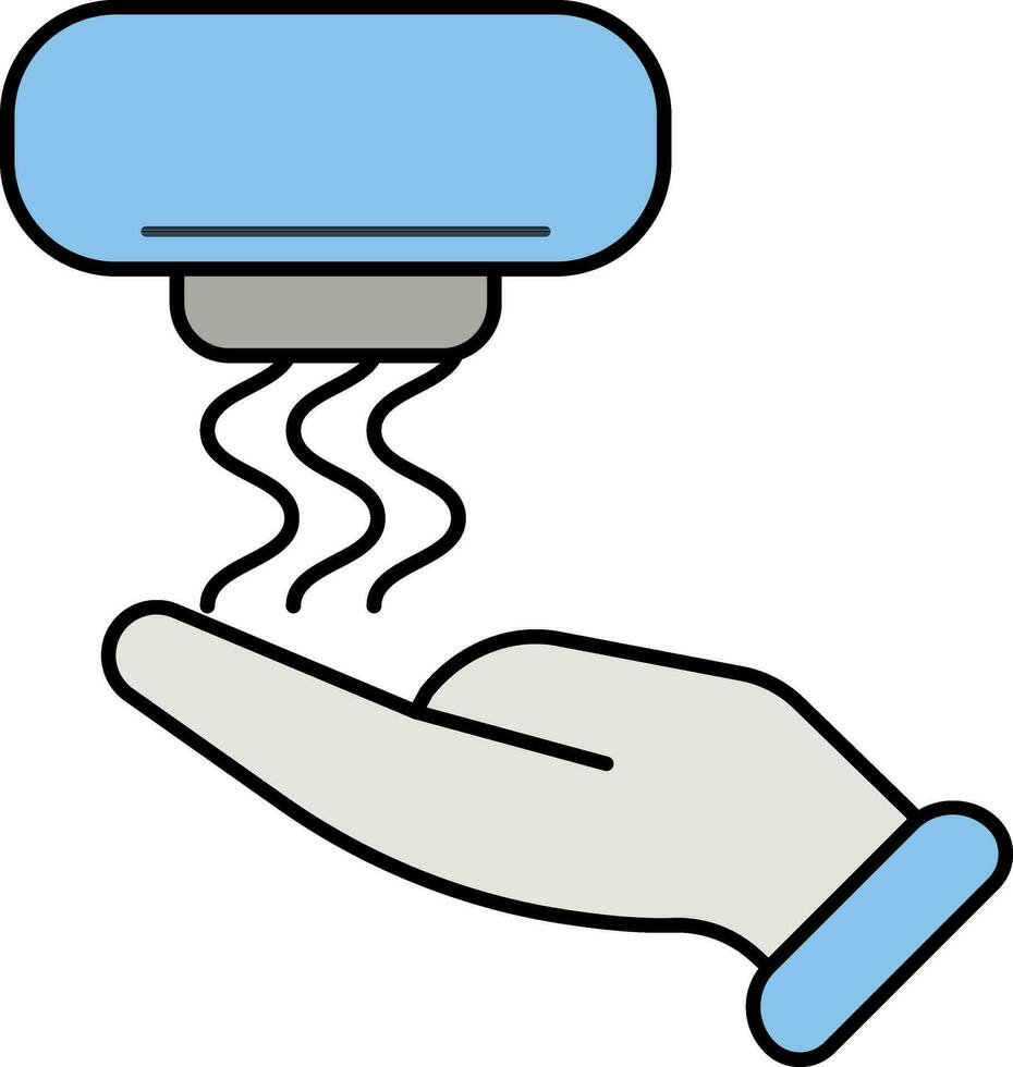 Hand Dryer Icon in Blue and Gray Color. vector