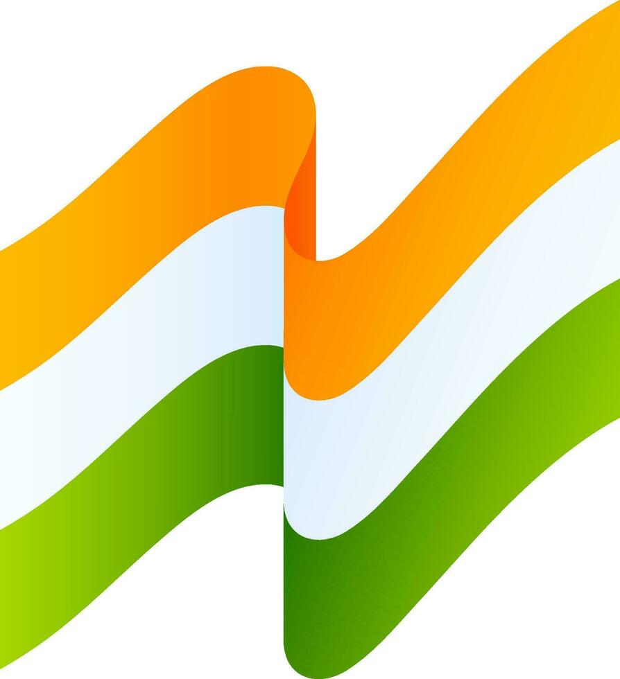 Indian Wavy Flag or Ribbon on White Background. vector