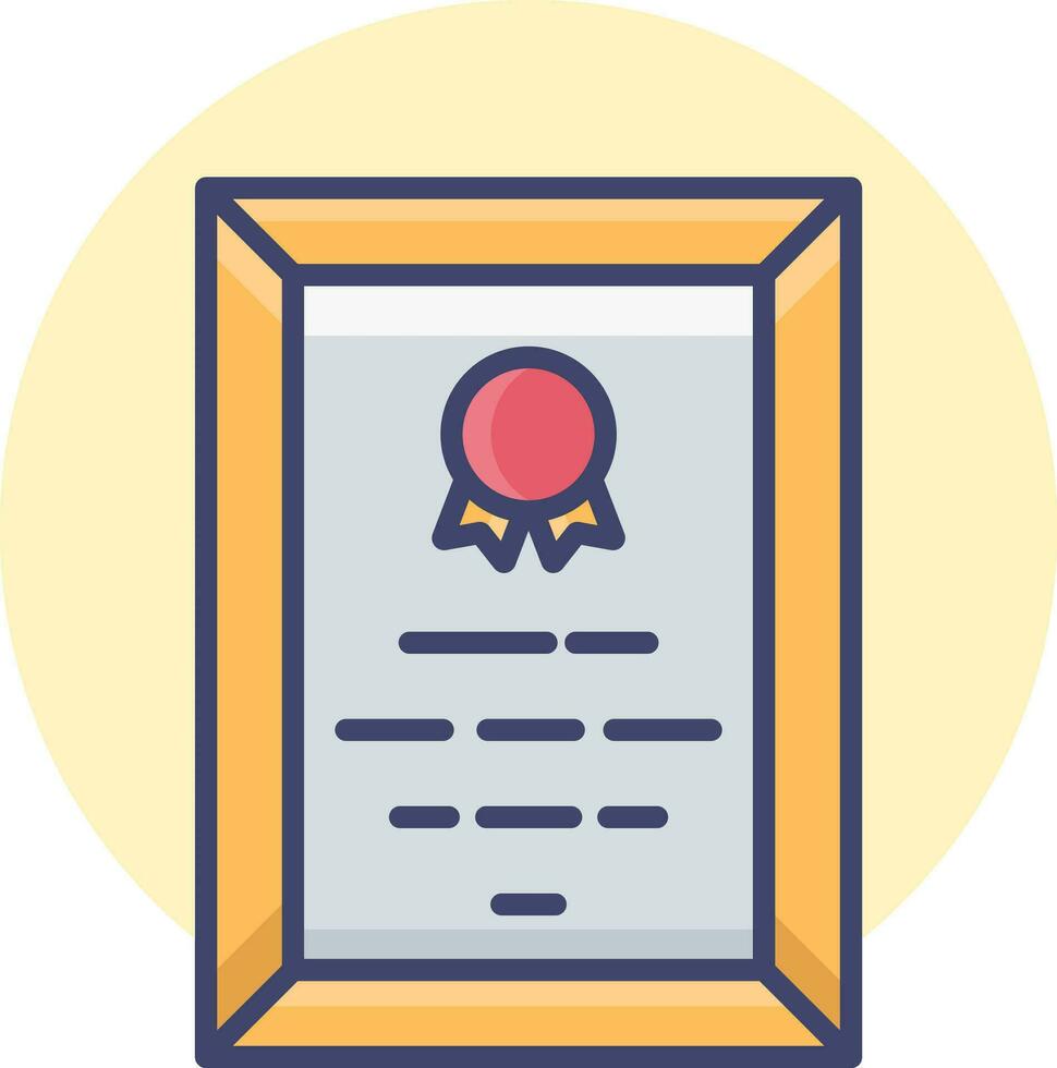 Colorful certificate frame icon in flat style. vector