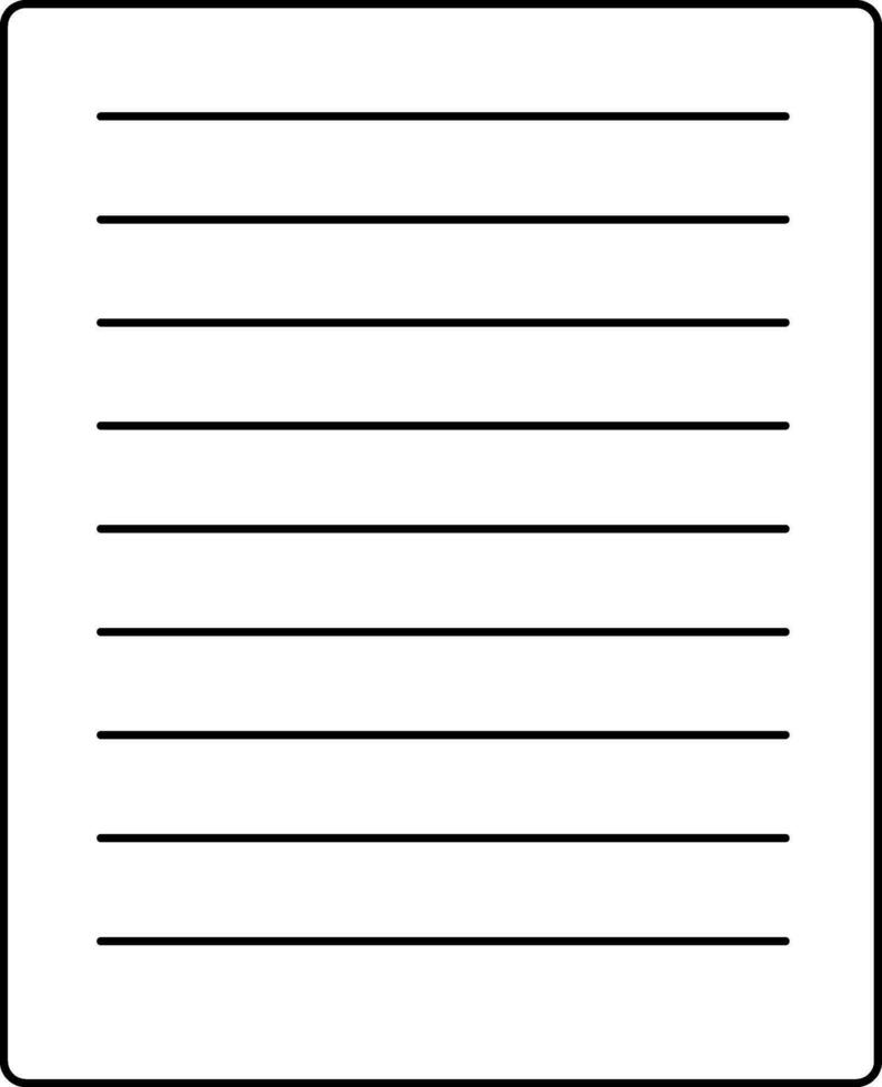 Blank document paper in black line art. vector
