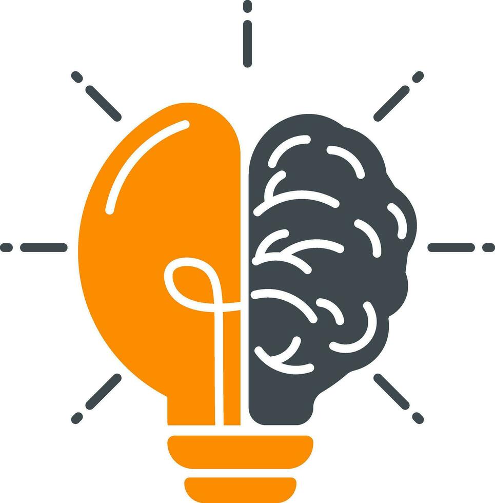 Brainstorm or Bright Mind Icon in Orange and Black Color. vector