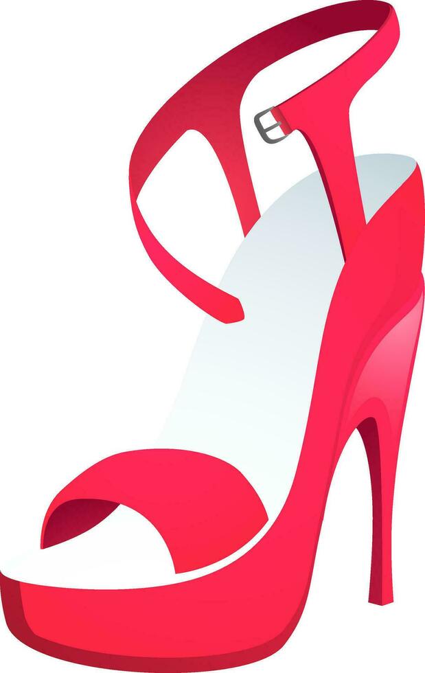 Beautiful shiny red and white women high heel. vector