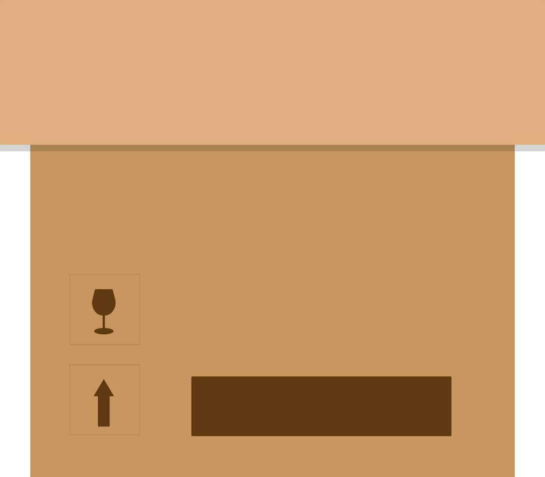 Flat illustration of brown cardboard box. vector